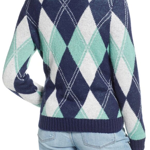 Treasure & Bond Offset Argyle Pullover Sweater Medium - Picture 2 of 7